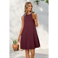 thumbnail image 5 of YOGAFOX Women's Summer Casual Beach Vacation Sleeveless Crewneck Mini Dresses(Wine,M), 5 of 7