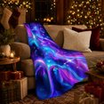 thumbnail image 2 of Purple Teal Galaxy Swirls with Stars, Dreamy Celestial Style for Space Lovers, Cosmic Nebula Pattern and Housewarming Gift, Cozy Flannel Blanket for Bedroom and Dorm, Home Decor, 2 of 6