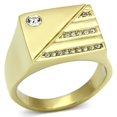 thumbnail image 1 of Bague Homme en Acier Inoxydable IP Gold avec Cristal de Qualité Supérieure en Clair - Taille 11, 1 of 1