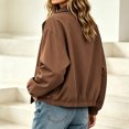 thumbnail image 5 of Women’s Lapel Button Jacket, Lightweight Long Sleeve Loose Jackets, Fall Elastic Hem Casual Outerwear with Pockets, 5 of 6
