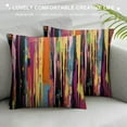 thumbnail image 3 of JEUXUS  Abstract Throw Pillow Cushion Cover, Multicolored Expressionist Work of Art Vibrant Rainbow Design Tainted Pattern, Decorative Square Accent Pillow Case,  Rainbow Color, 3 of 5