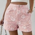 thumbnail image 3 of Women’s High Waisted Floral Denim Shorts, Summer Casual Jean Shorts, 3 of 4