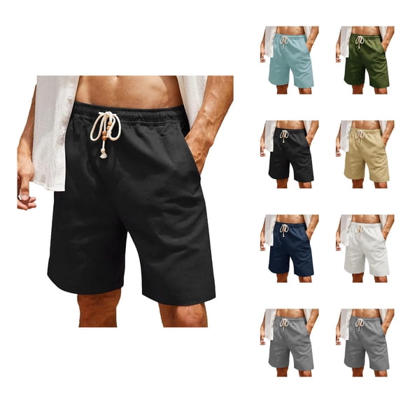 Mens Shorts Summer Casual Elastic Waist Wide Straight Leg Relaxed Fit Lightweight Shorts with Pockets