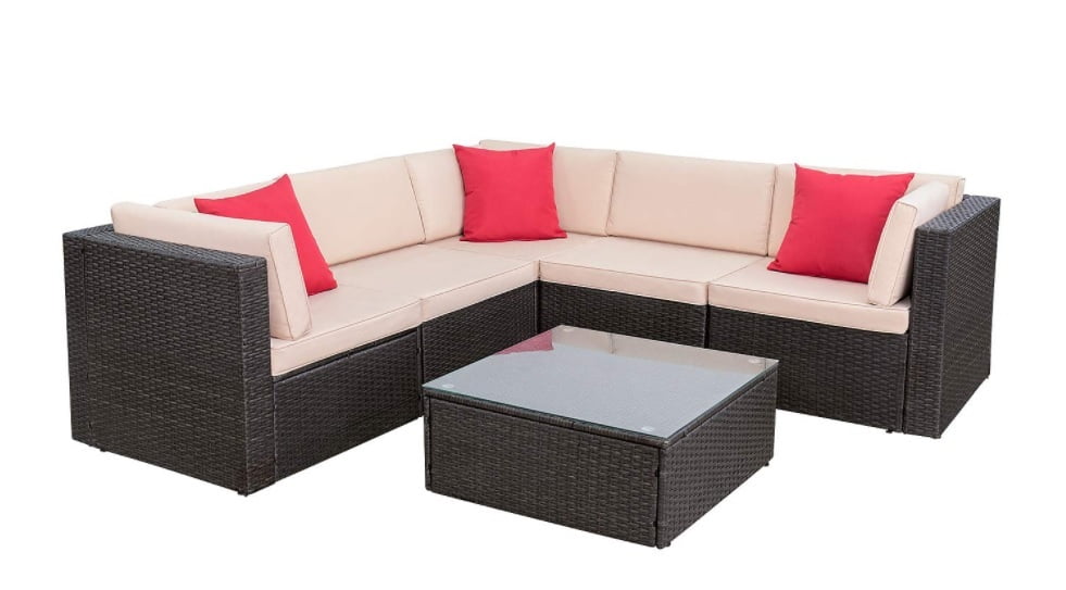 Walnew 7 Pieces Outdoor Sectional Sofa All Weather Patio Furniture