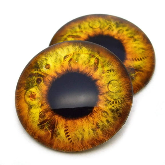 Riveting 50mm Golden Steampunk Glass Eyes