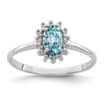 thumbnail image 3 of 925 Sterling Silver Rhodium Light Swiss Blue Topaz Diamond Ring Size 6, 3 of 6