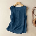 thumbnail image 4 of Womens Tank Tops Summer Cotton Linen Embroidery Casual Blouse Loose Fit Scoop Neck Gauze Boho Shirts, M, 4 of 7