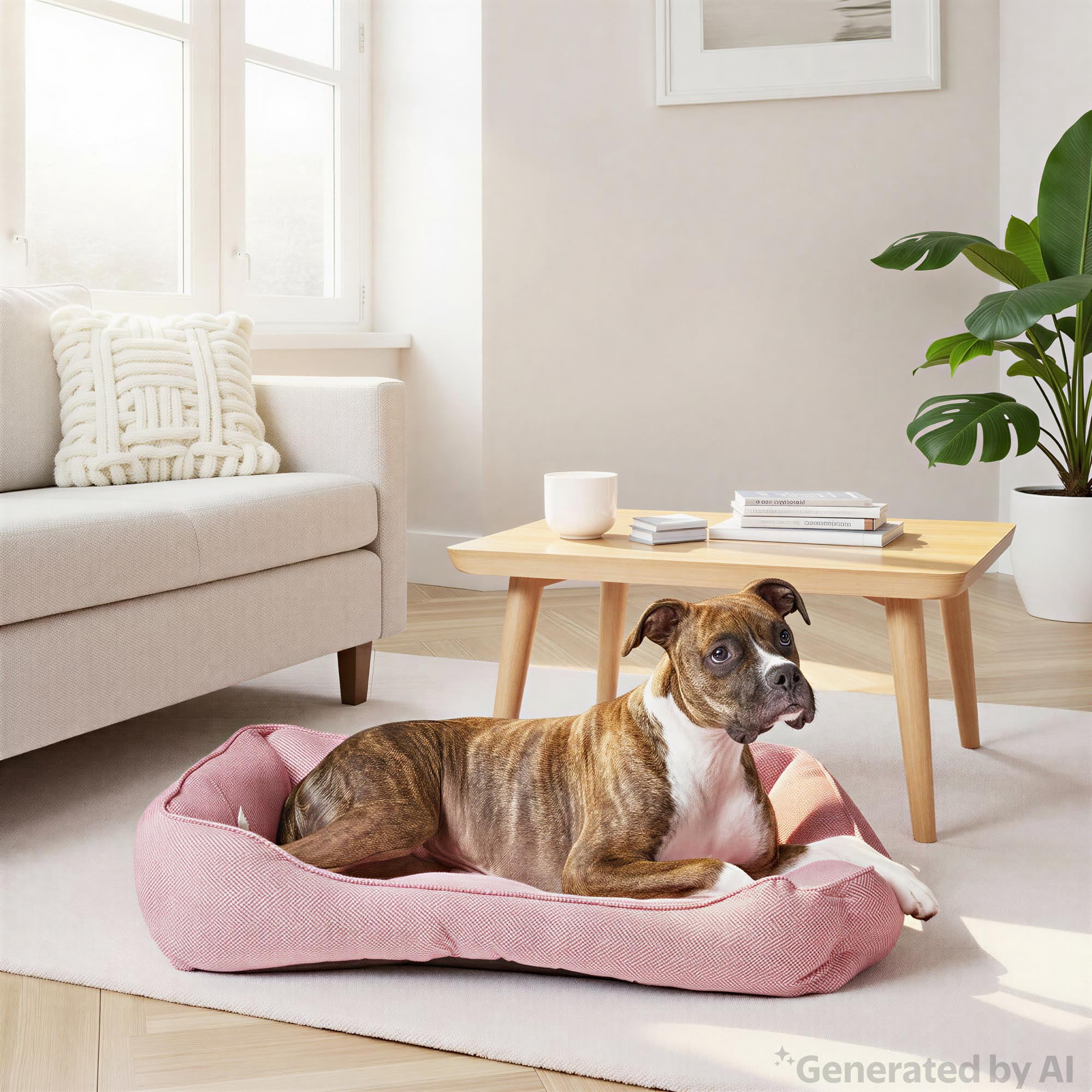 Vibrant Life Large Flannel Waffle Texture Bolster Cat or Dog Bed, Pink, 27" x 36"