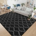 thumbnail image 6 of Junovo 7'x10'Modern Geometric Area Rug for Bedroom and Living Room, Fluffy Indoor Carpet for Family Room Decor,Black, 6 of 7