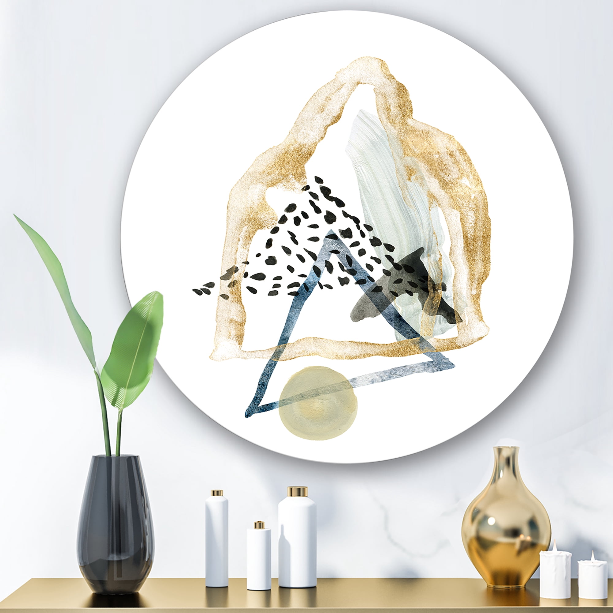 Designart 'Minimalistic Landscape of Moon With Mountains I' Modern Circle Metal Wall Art 11x11 - Disc of 11