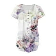 thumbnail image 5 of ZVAVZ Trendy Tops for Women 2025, Womens Tops Summer Floral Tunic Short Sleeve Henley Tshirt Hide Belly V Neck T Shirts Casual Blouses for Leggings, 5 of 7