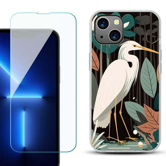 OneToughShield ® for iPhone 13 Shockproof Phone Case, with Tempered Glass Screen Protector - Egret