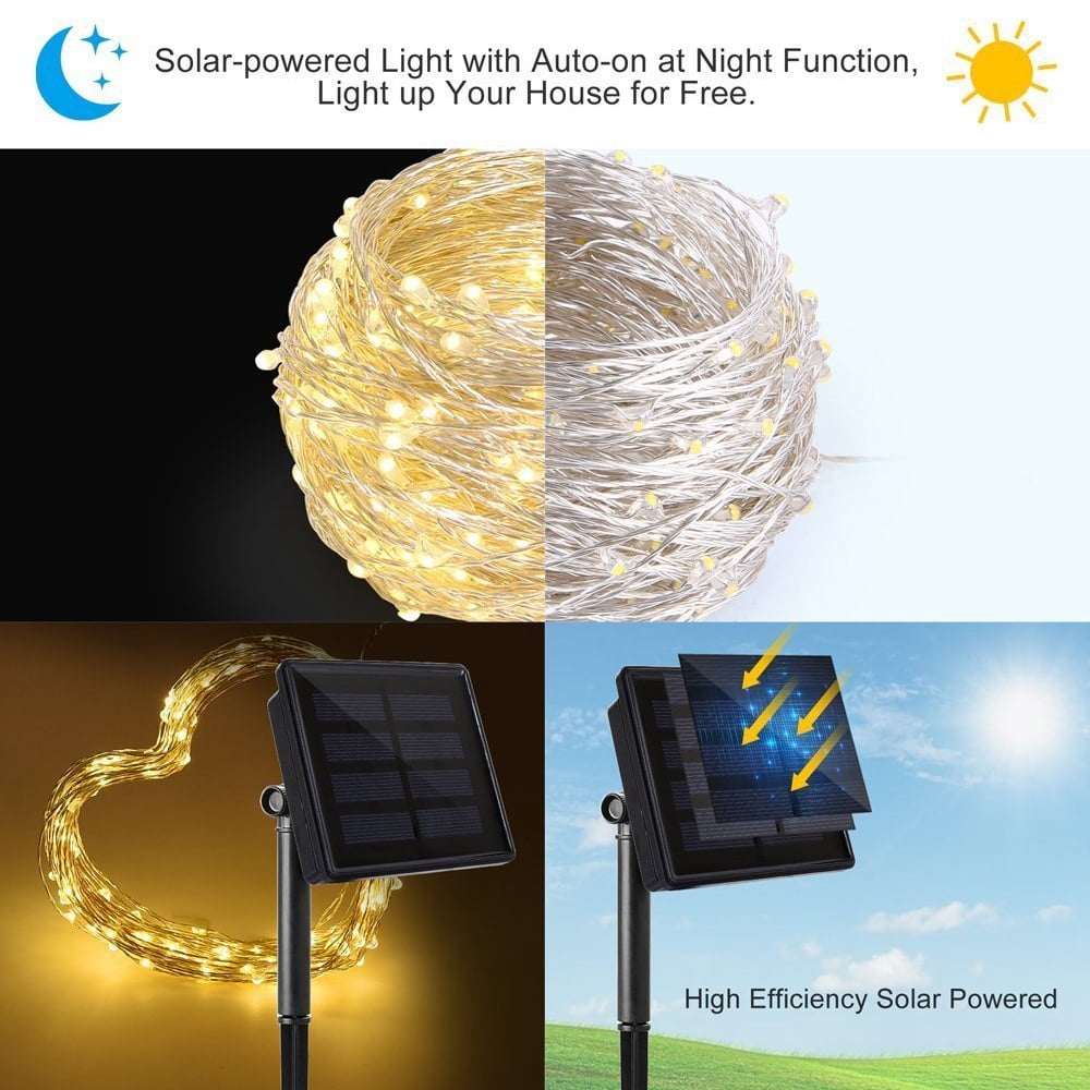 LED Solar Power String, Colorful/White/Warm, Fairy Lights, Garden Outdoor Party Christmas Lamp