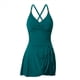 thumbnail image 3 of Bikini de una Pieza con Falda Ajustada, Versátil y de Moda, de Color Liso para Mujer. Verde Pavo Real L, 3 of 10