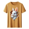 thumbnail image 3 of Tops de Cuello Alto para las Mujeres Amante Impreso Camiseta Cuello Redondo Manga Corta, Poliéster Spandex, 3 of 7