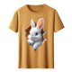 thumbnail image 3 of Tops de Cuello Alto para las Mujeres Amante Impreso Camiseta Cuello Redondo Manga Corta, Poliéster Spandex, 3 of 7
