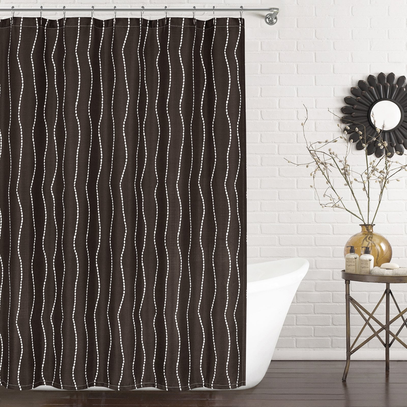 Ronlad 18 Piece Shower curtain set with Geometric design Made of 100/%polyester.