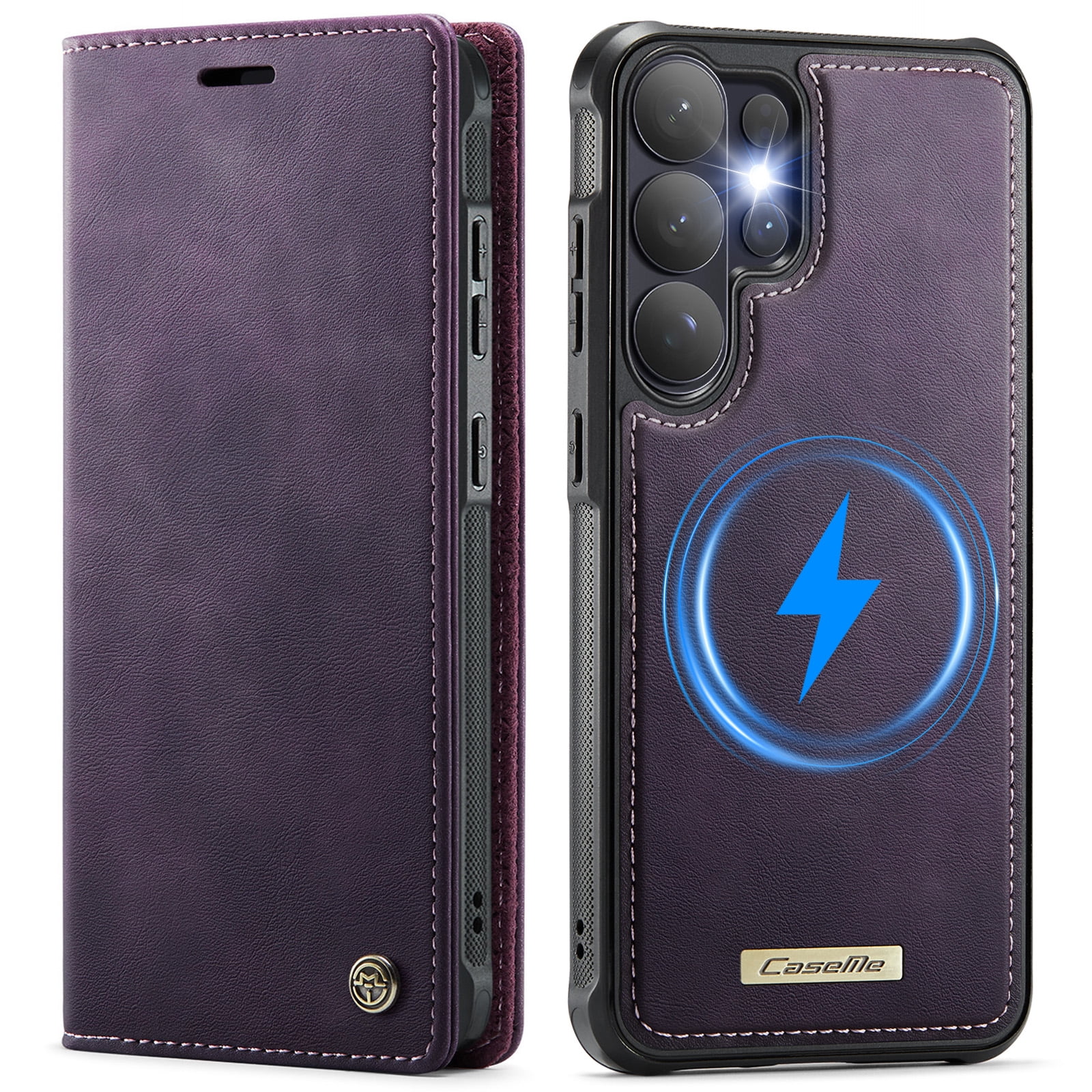 New Phone Case For Samsung Galaxy S26 Ultra, Business Leather Shockproof Flip Stand RFID Card Slots 2-in-1 Detachable Magnetic Wallet Case Cover,Purple