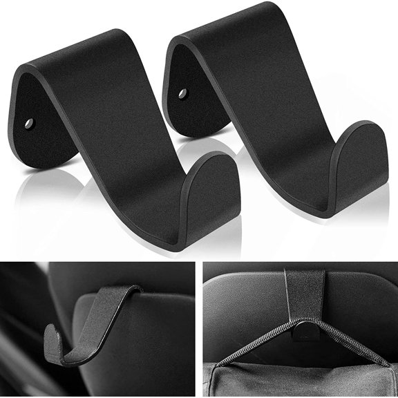 2 PCS Seat Back Hooks Compatible with Tesla Model 3 / Model Y Coat Hanger Headrest Hook Bags Holder Luggage Clothing Coats Hooks Aluminum Alloy Organizer Interior Accessories with Tools