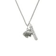 thumbnail image 2 of Delight Jewelry Silvertone Antiqued Fish Silvertone Fearless Bar Charm Necklace, 23", 2 of 4