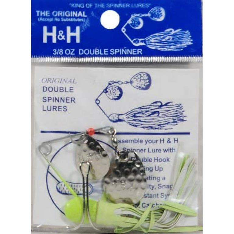 H&H Double Spinner Spinner Bait, Chartreuse & White, 3/8 oz