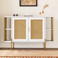 thumbnail image 4 of White Dining Cabinet With Stylish Gold Trim And Doors, Crafted From Particleboard For Area Elegant Doors Shelf Supports - & Beautiful, 4 of 7