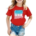 thumbnail image 4 of NINGMENG Hauts et T-Shirts pour Filles Tout-Petits Imprimé Drapeau Jour de l'Indépendance 4 Juillet Col Rond Manches Courtes Chandail T-Shirts Extérieur, Rouge, 3-4 Ans, 4 of 4