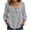 Gray, variant on Peasant 3/4 Sleeve Cotton Shirts for Women Casual Square Neck Bow Tops Trendy Loose Light Blue Blouse
