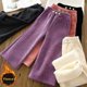 thumbnail image 2 of Pantalones de pierna ancha gruesos con forro polar para niñas, pantalones largos informales de otoño e invierno para niños medianos a grandes, moda de estilo coreano para niños, 2 of 5