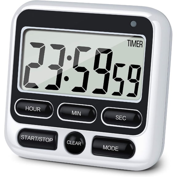 1Pcs Digital Kitchen Timer 24 Hour with Clock, Baking Kitchen Timers, Sleep Stopwatch Alarm Reminder Clock Stand Alarm Sleep Stopwatch, Black Color