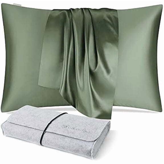 Eryueer 100% Natural Mulberry Silk Pillow case for Hair and Skin with Hidden Zipper 22 Momme Both Sides Real Silk Pillow Case (1pc 40x60cm, Green)