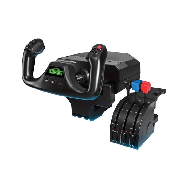 Logitech G PRO - Sistema de yugo de vuelo profesional, cuadrante de simulación y acelerador, 3 modos, 75 controles programables, perillas configurables, eje de acero, USB, PC, color negro