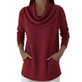 thumbnail image 2 of Chandail à Col Bénitier Manches Longues Léger Chandails de Noël Chandail Ample chandail Confortable Décontracté Chandails de Vacances Chandails Légers Chandail Basique Rouge P, 2 of 7