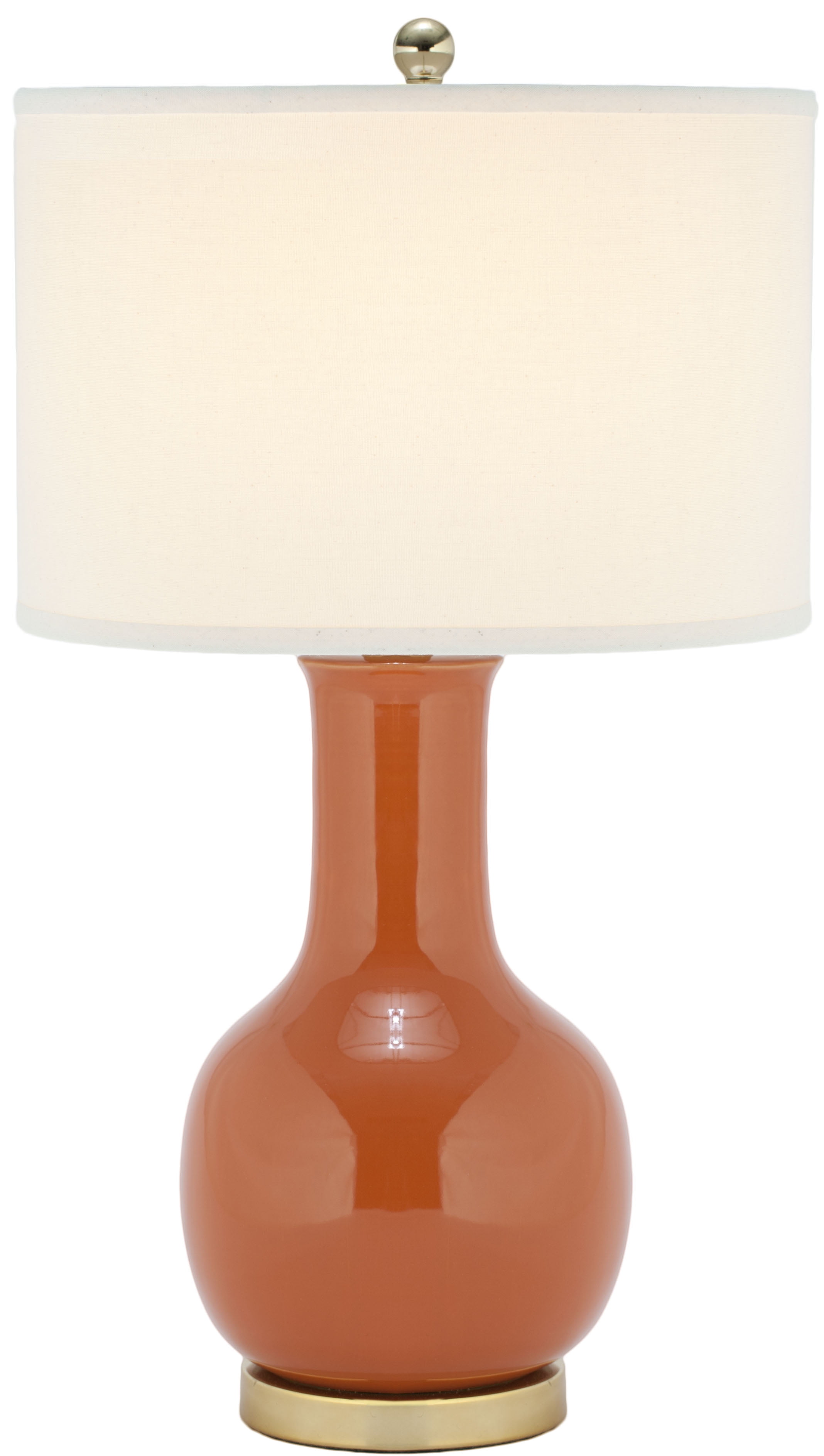SAFAVIEH Ceramic Paris Solid 27.5 in. H Table Lamp w/ Shade, Orange/Off White