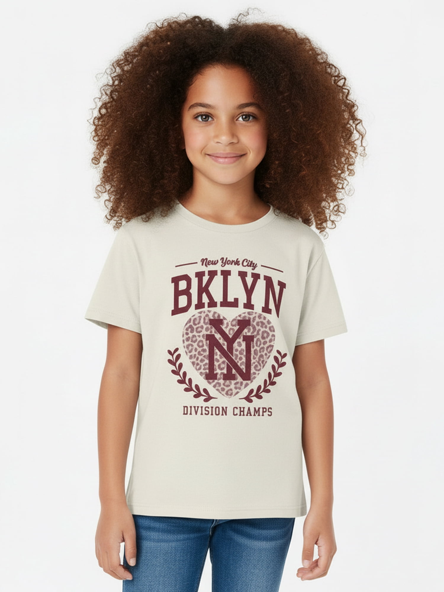 Wonder Nation Girls' Graphic Brooklyn Tee with Short Sleeves, Sizes 4-18