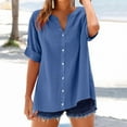 thumbnail image 7 of GEWSEY Button Down Shirts for Women Dress Shirts Long Sleeve -Free Blouse Casual Solid Office Work Tunic Top (Blue, 4XL), 7 of 7