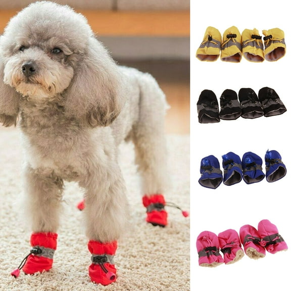 SPRING PARK 4Pcs/Set Dog Boots Winter Warm Anti-slip Protective Soft Paws Walking Shoes Rain Boots Footwear for Pet Puppy