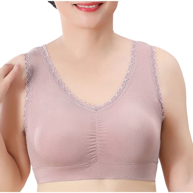 Yuyuzo Plus Size Bras for Women V Neck Crop Tank Top Full Coverage Comfortable Seamless Everyday Bras
