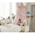 thumbnail image 4 of Bed Canopy for with Lights,Double Layer Princess Round Dome Dreamy Mosquito Net Bedding Girls Room Castle Play Tent Hanging House Decor Reading Nook Canopies(Beige Pink/White), 4 of 13