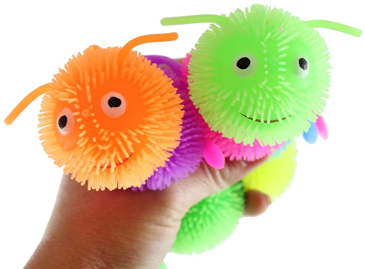 Sensory Party Filler Favours Girls Boys Set of 4 Mega Stretch Caterpillar Toys 