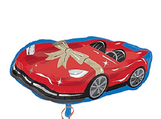 New Car Mylar Foil Balloon Red Sports Car With Bow XL 36" 