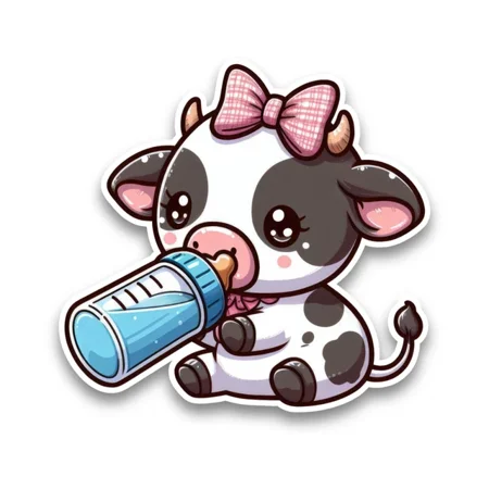 DOPASTICKER Kawaii Baby Animal Cute Cow Sticker Car Window Scrapbook Phone Water Bottle Stickers Cars Stickers Water Bottle Stickers For Kids