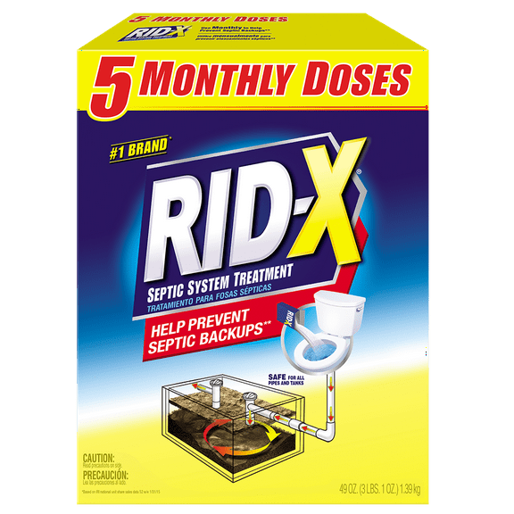 RID-X Septic Treatment, 5 Month Supply Of Powder, 49.0oz