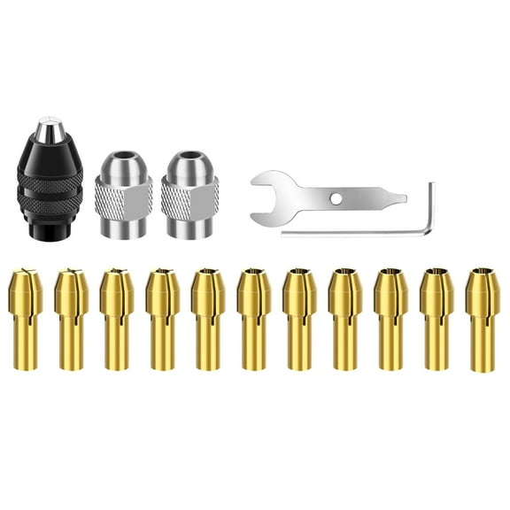 16PCS Drill Chuck Collet Set 0.5-3.2mm Shank Replacement for Dremel Rotary ToolTAPDRA Spare Part