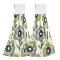 Yayeee Kitchen Hanging Hand Towels Set of 2 with Loop Bathroom Absorbent Tie Towel, Retro Flower