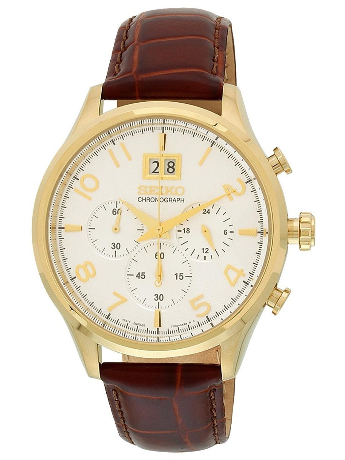 Seiko Seiko Men's Brown Leather Band Steel Case Quartz White Dial