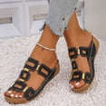 thumbnail image 6 of Otqutp Womens Wedge Sandals Geometric Cutout Decorative Straps Open Toe Casual Shoes Summer Non-Slip Beach Hiking Slippers, 6 of 8