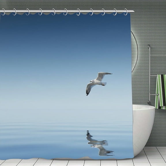 Minimalist Soar Horizon Print Shower Curtain,Modern Fabric Waterproof Shower Curtain Set with Hooks 70.8×70.8Inch (180×180cm)