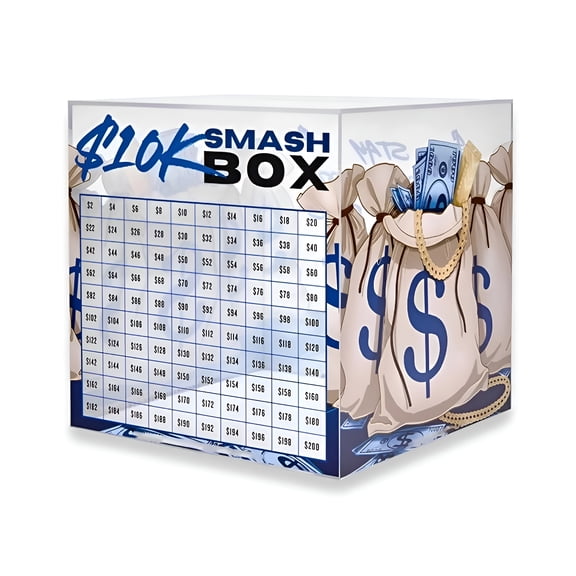 XIBUFE Savings Challenge Box,Cash Money Saving Box,Acrylic Glass Piggy Bank,Secure Challenge Saving,Budget Planner,Piggy Banks Transparent Clear Portable Digital Box 5.9In