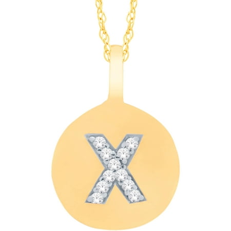 Diamond Accent 14kt Yellow Gold Initial X Alphabet Letter Pendant, 18 Chain